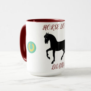 Horse Lover two toned mug with personalized name.