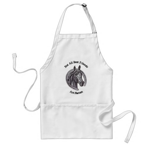 Horse Lover Vintage Animal Sketch with Horseshoe Adult Apron