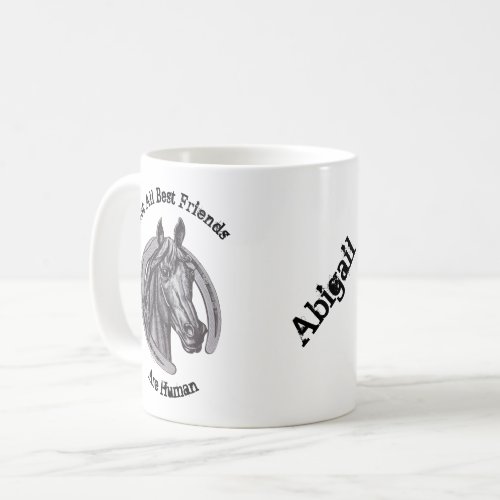 Horse Lover Vintage Sketch Horseshoe Best Friend Coffee Mug