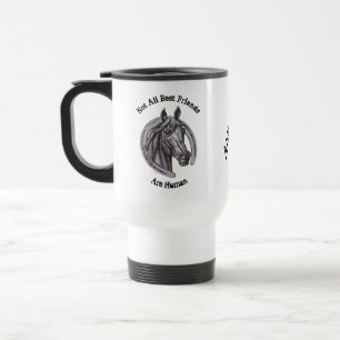 Horse Lover Vintage Sketch Horseshoe Best Friend Travel Mug