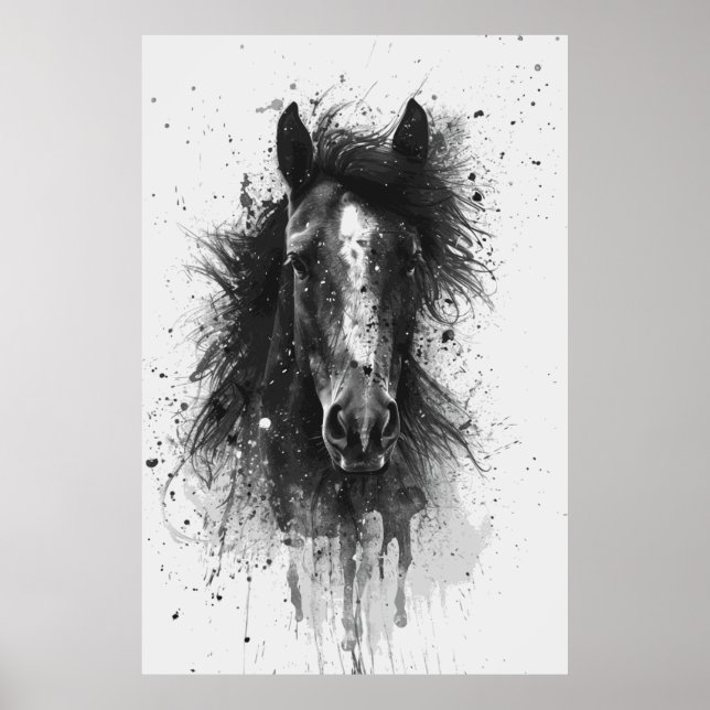 Horse Lover Watercolor Art Poster for Birthday (Front)