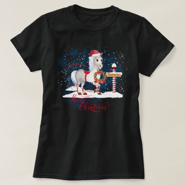 Horse Lovers Christmas North Pole T-Shirt (Design Front)