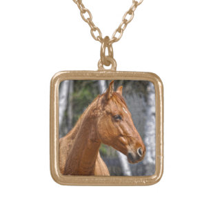 Horse-lover's Equine Animal Design Gold Plated Necklace