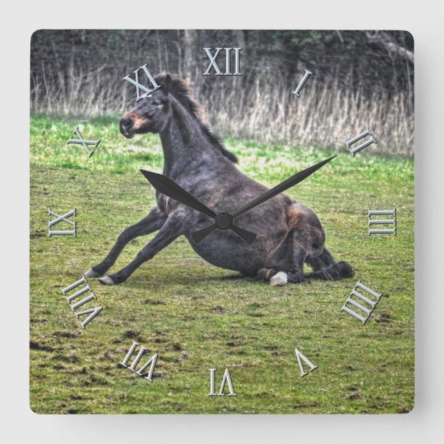 Horse-lover's Equine Animal-lover's Gift Square Wall Clock (Front)