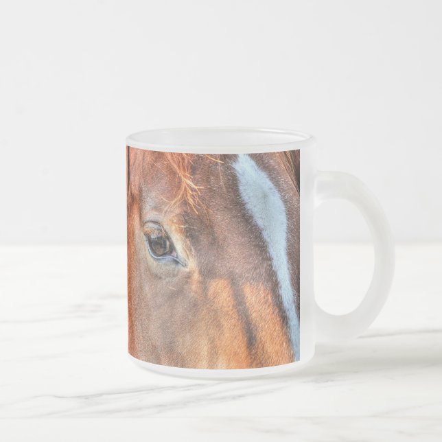 Horse-lover's Equine Photo on a BC Ranch Frosted Glass Coffee Mug (Right)
