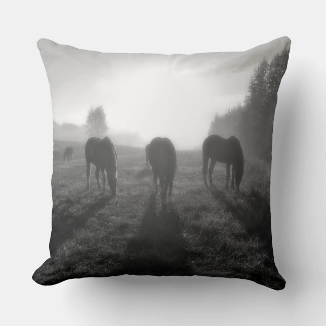 Horse-lover's Equine Photo on a BC Ranch Throw Pillow (Front)