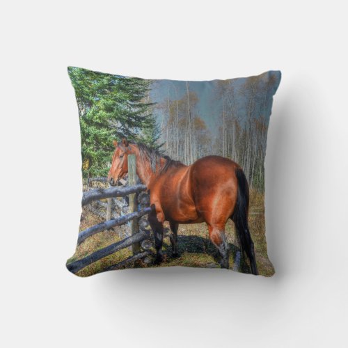 Horse_lovers Equine Ranch Horse  Fence Throw Pillow