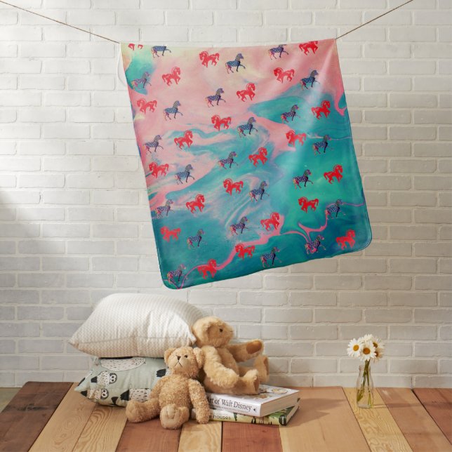 Horse Lovers Fun Artful  Baby Blanket (In Situ)