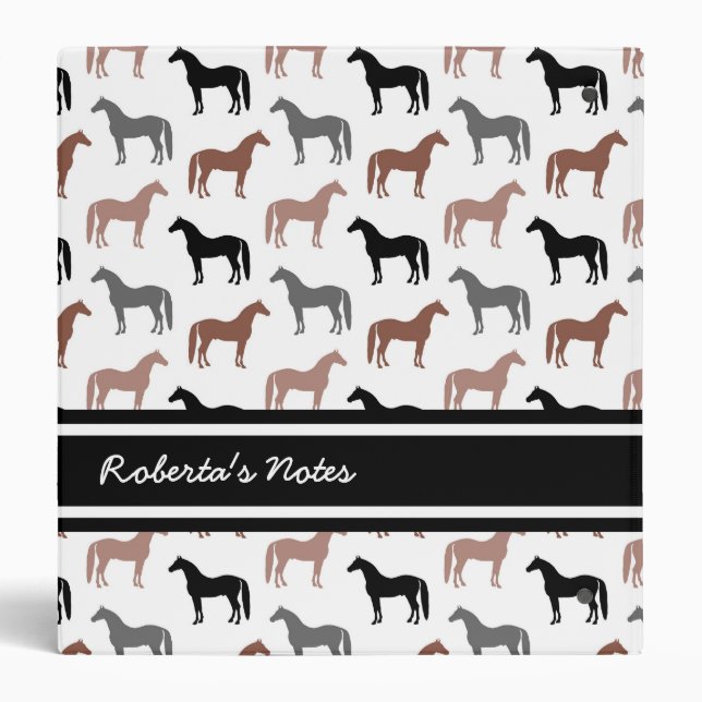 Horse Lover's Pattern 3 Ring Binder (Back)