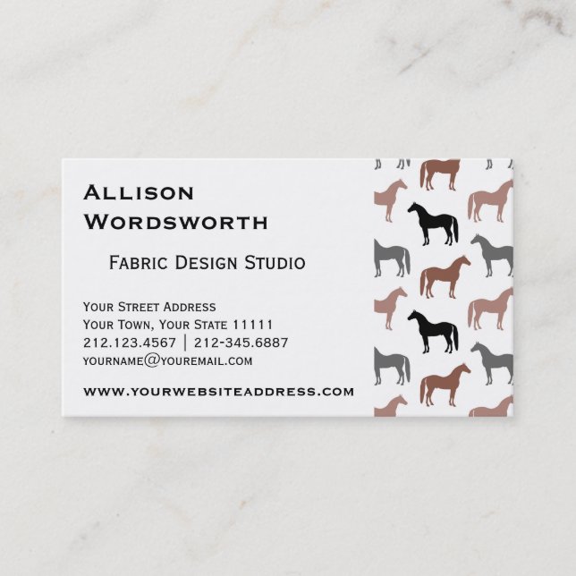 Horse Lover's Pattern Business Card (Front)