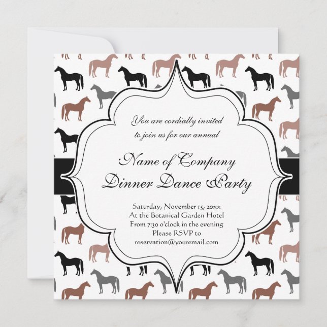 Horse Lover's Pattern Invitation (Front)