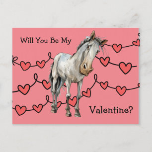 Horse lovers Valentine postcard for kids.
