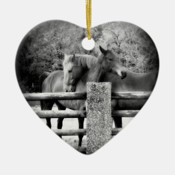 Horse Lovers Wedding Or Anniversary Heart Ceramic Ornament by CountryCorner at Zazzle
