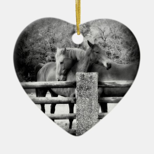 Horse Lovers Wedding or Anniversary Heart Ceramic Ornament