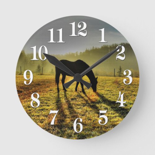 Horse_lovers Western Theme Horse Designer Gift Round Clock