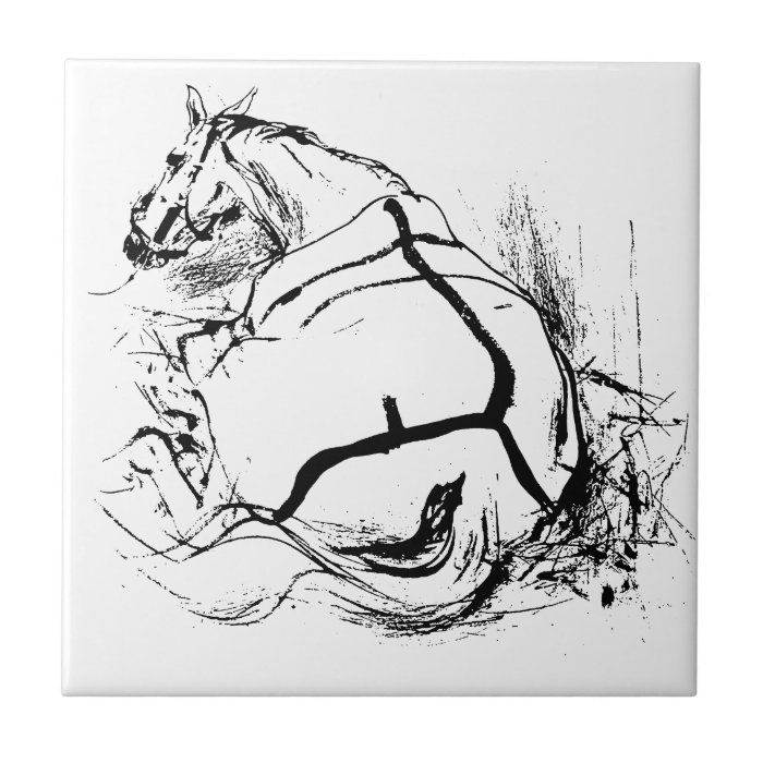 Horse Lying Down Illustration Ceramic Tiles