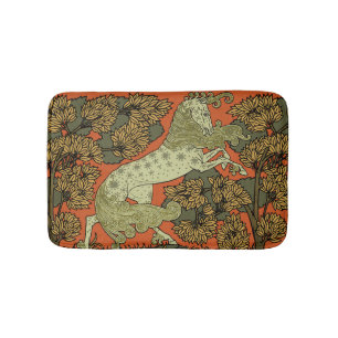 Horse Medieval Arts Crafts Art Nouveau Bathroom Mat