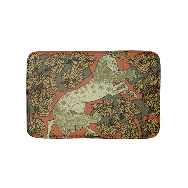 Horse Medieval Arts Crafts Art Nouveau  Bathroom Mat (Front)