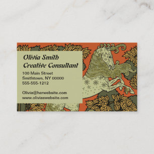 Horse Medieval Arts Crafts Art Nouveau Business Card