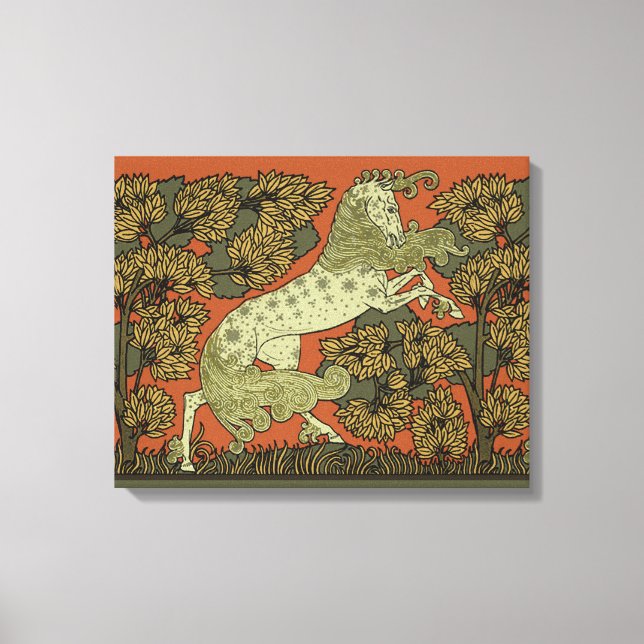 Horse Medieval Arts Crafts Art Nouveau  Canvas Print (Front)
