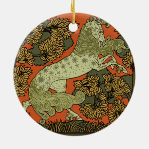 Horse Medieval Arts Crafts Art Nouveau  Ceramic Ornament