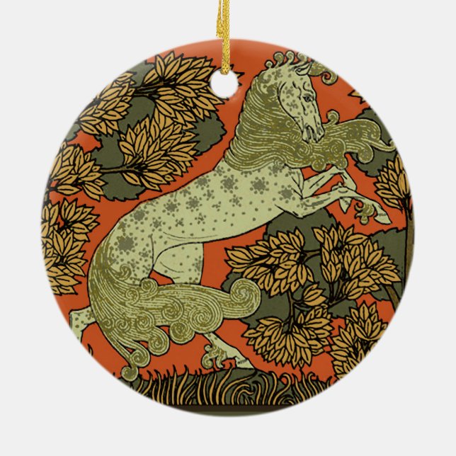 Horse Medieval Arts Crafts Art Nouveau  Ceramic Ornament (Back)