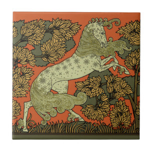 Horse Medieval Arts Crafts Art Nouveau Ceramic Tile