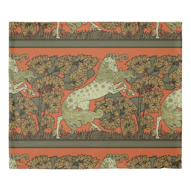 Horse Medieval Arts Crafts Art Nouveau  Duvet Cover (Front)