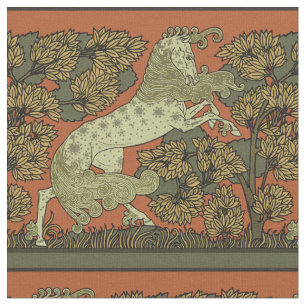 Horse Medieval Arts Crafts Art Nouveau Fabric