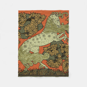 Horse Medieval Arts Crafts Art Nouveau  Fleece Blanket