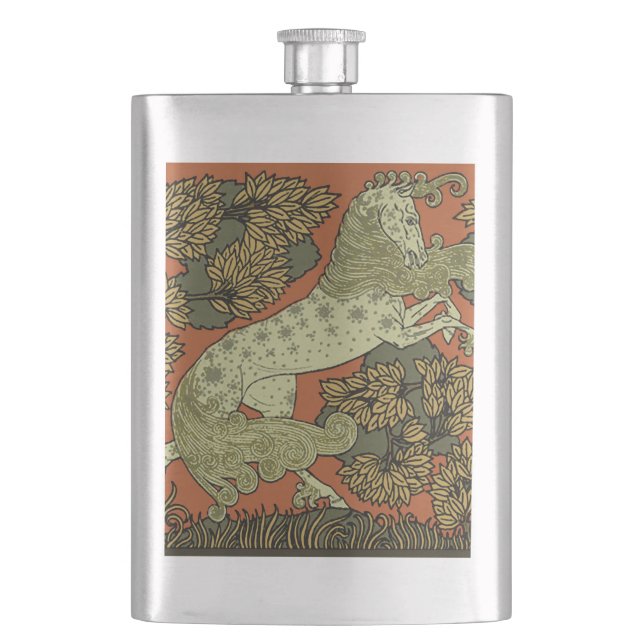 Horse Medieval Arts Crafts Art Nouveau  Hip Flask (Front)