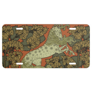 Horse Medieval Arts Crafts Art Nouveau License Plate