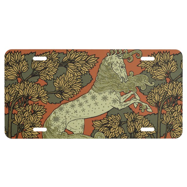 Horse Medieval Arts Crafts Art Nouveau  License Plate (Front)