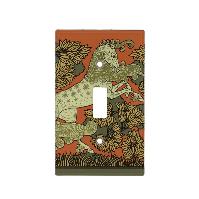 Horse Medieval Arts Crafts Art Nouveau  Light Switch Cover (Front)