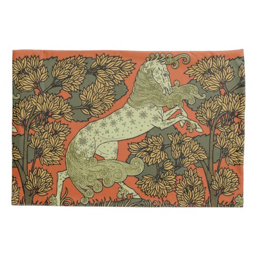 Horse Medieval Arts Crafts Art Nouveau  Pillowcase