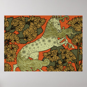 Horse Medieval Arts Crafts Art Nouveau Poster
