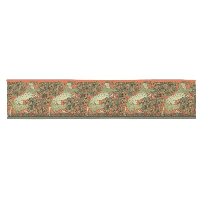 Horse Medieval Arts Crafts Art Nouveau  Short Table Runner (Horizontal)