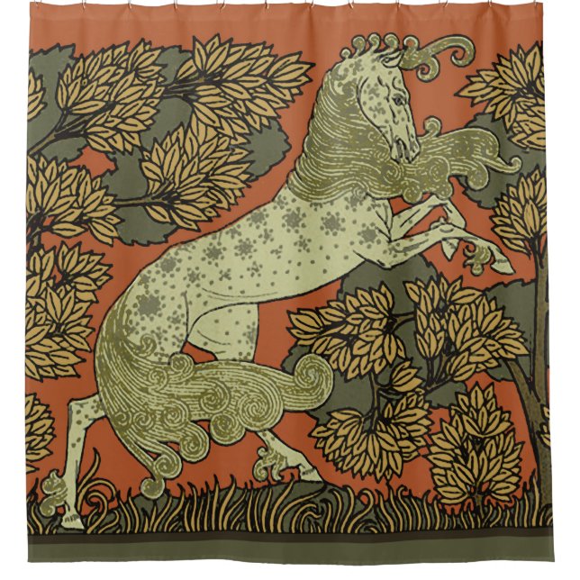 Horse Medieval Arts Crafts Art Nouveau  Shower Curtain (Front)