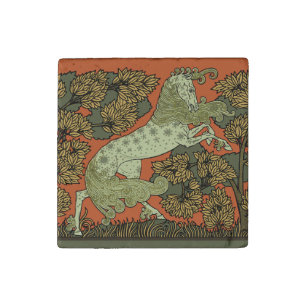 Horse Medieval Arts Crafts Art Nouveau Stone Magnet