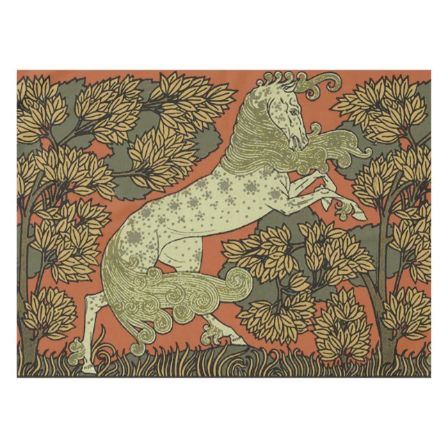Horse Medieval Arts Crafts Art Nouveau  Tablecloth (Front (Horizontal))