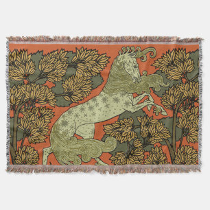 Horse Medieval Arts Crafts Art Nouveau  Throw Blanket