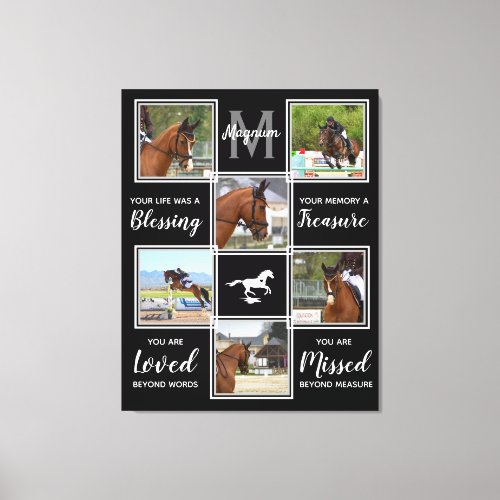 Horse Memorial Black 6 Photo Collage Canvas Print