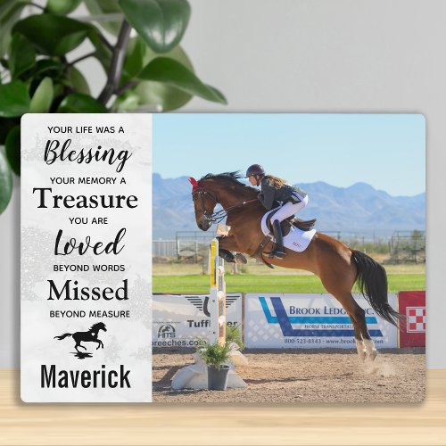 Horse Memorial Gift Pet Sympathy Quote Horse Loss Plaque