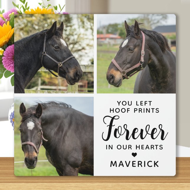 Horse Memorial Personalized 3 Pet Photo Collage Plaque (Creator Uploaded)