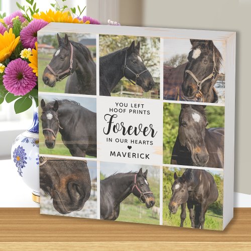 Horse Memorial Personalized 8 Pet Photo Collage Wooden Box Sign
