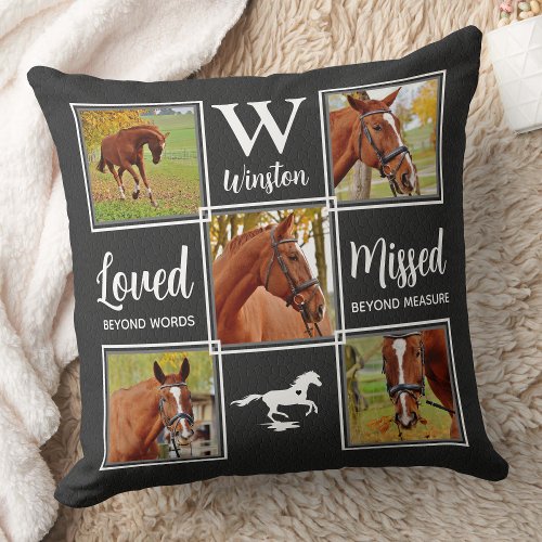 Horse Memorial Personalized Unique Photo Collage Throw Pillow
