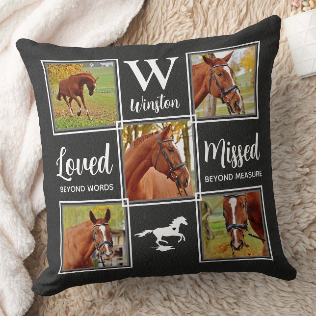 Horse Memorial Personalized Unique Photo Collage Throw Pillow (Creator Uploaded)
