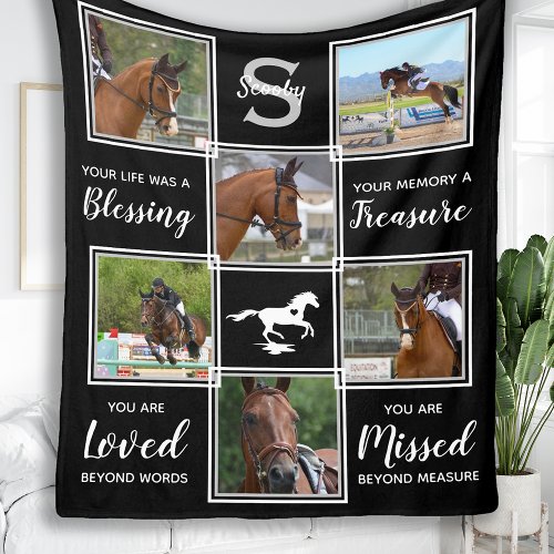 Horse Memorial Pet Loss 6 Photo Collage Fleece Blanket