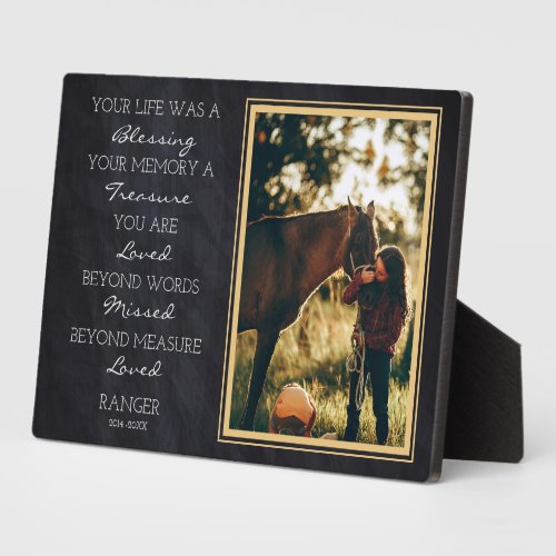 Horse Memorial Pet Loss Remembrance Horse Photo Plaque