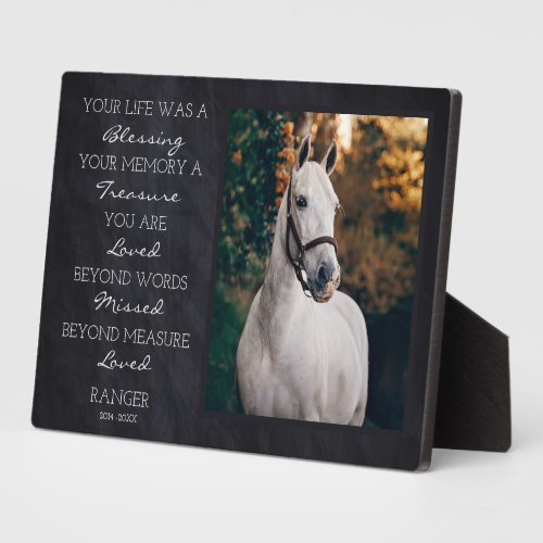 Horse Memorial Pet Loss Remembrance Horse Photo Plaque